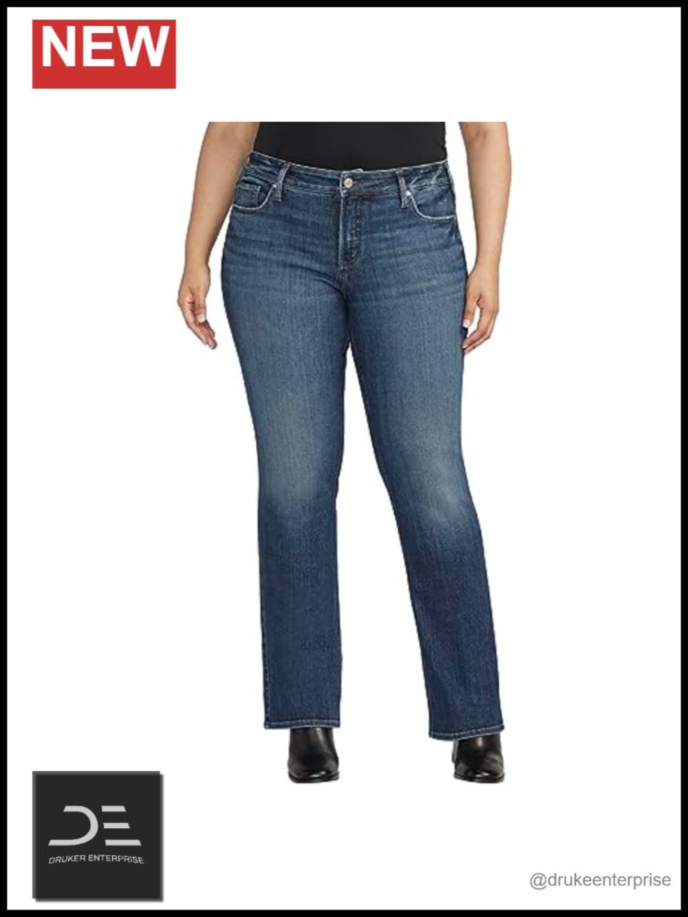 Plus Size Mid Rise Slim Bootcut Jeans 5-Pocket
